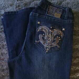 One 5 One Denim Capris w/ Embellishments & Rhinestones Size 10
